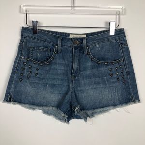 Rachel Roy Denim Studded Distressed Jean Shorts